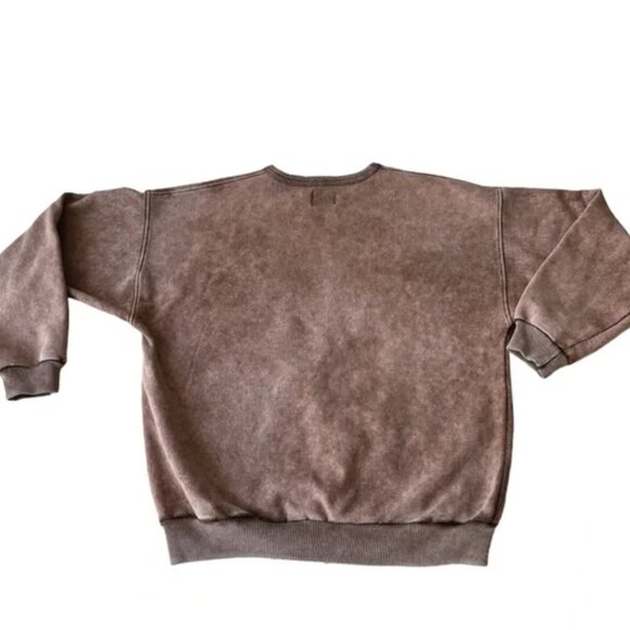 FUZZY STONEWASH Indigenous Eagle Native American Brown Pullover Sweatshirt Large - Picture 4 of 4